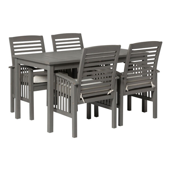 Gray Wash 32-Inch Five-Piece Simple Outdoor Dining Set, image 2