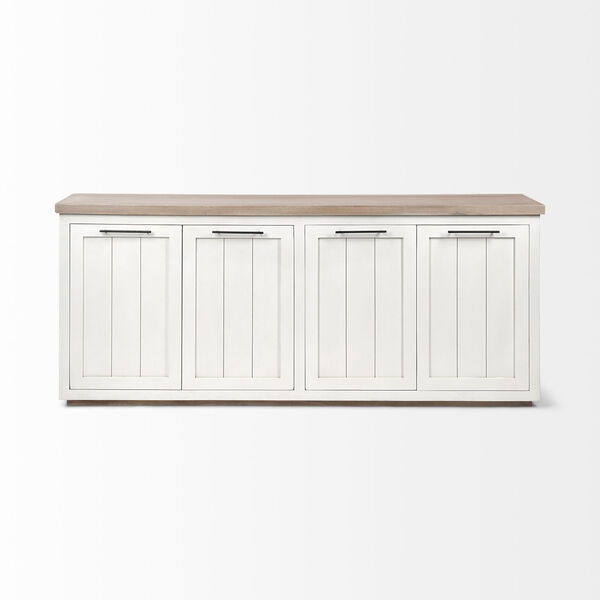 Fairview III Brown and White Solid Wood Four Door Sideboard, image 2