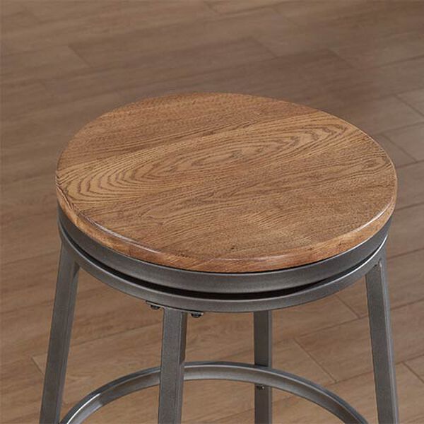 Stockton Slate Grey Backless Counter Stool with Golden Oak Seat, image 2