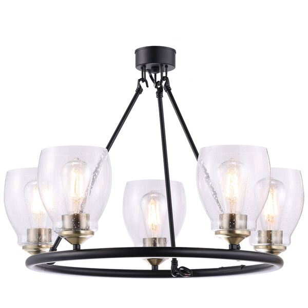 Winsley Coal and Stained Brass Five-Light Chandelier, image 1