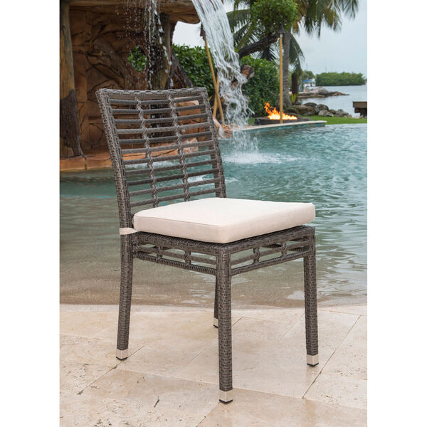 Intech Grey Outdoor Stackable Side Chair with Standard cushion, image 2
