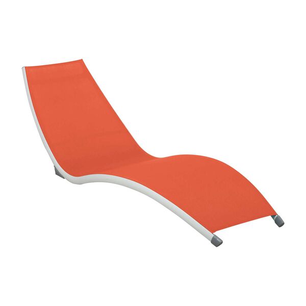 Helix White Orange Stackable Sling Chaise Lounge, Set of Two, image 3