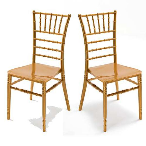 Tiffany Gold Outdoor Stackable Side chair with Cushion, Set of Four, image 1