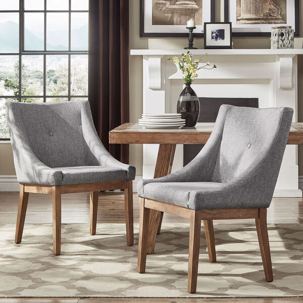 Century Grey Linen Slope Arm Side Chair, Set of 2, image 1