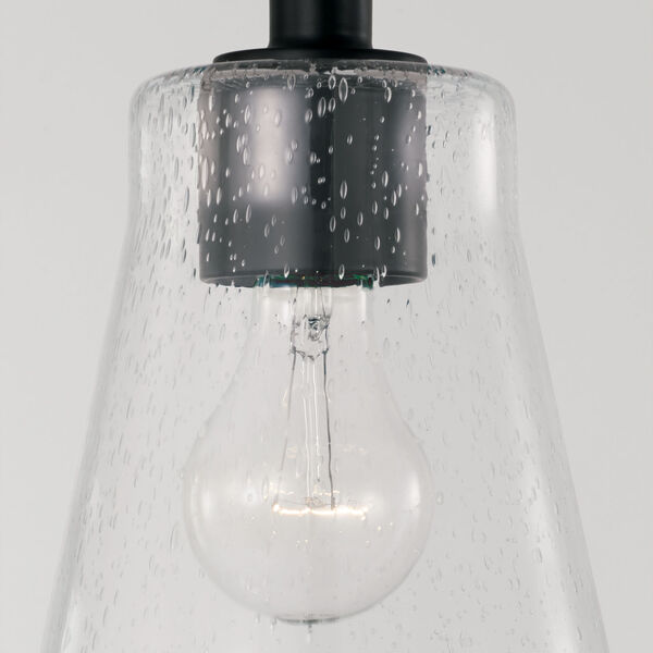 HomePlace Baker Matte Black One-Light Mi Pendant with Clear Seeded Glass, image 2