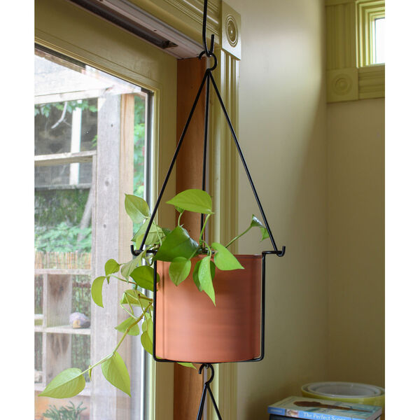Vera Burnt Sienna and Galvanized Steel Hanging Planter with Pot, image 2