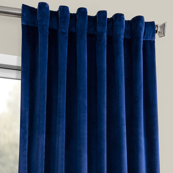 Blue Heritage Plush Velvet Curtain Single Panel, image 4