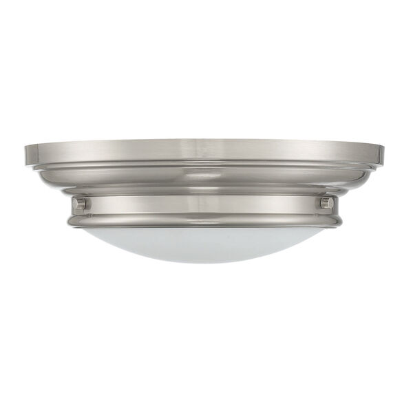 Whittier Brushed Nickel Two-Light Flush Mount with Round Glass, image 2