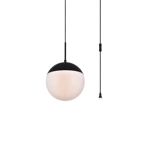 Eclipse Black and Frosted White 10-Inch One-Light Plug-In Pendant, image 3