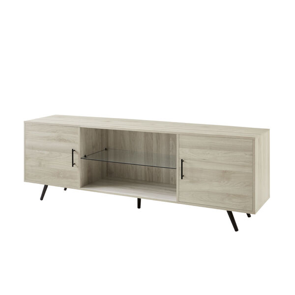 Nora Birch Two Door TV Stand with Glass Shelf, image 2