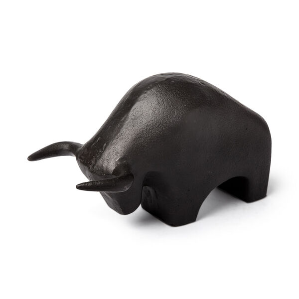 Tauro II Black Cast Iron Raging Bull Figurine, image 1