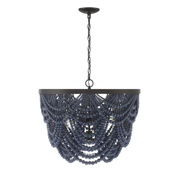 Isabella Navy Blue and Oil Rubbed Bronze Five-Light Chandelier, image 2