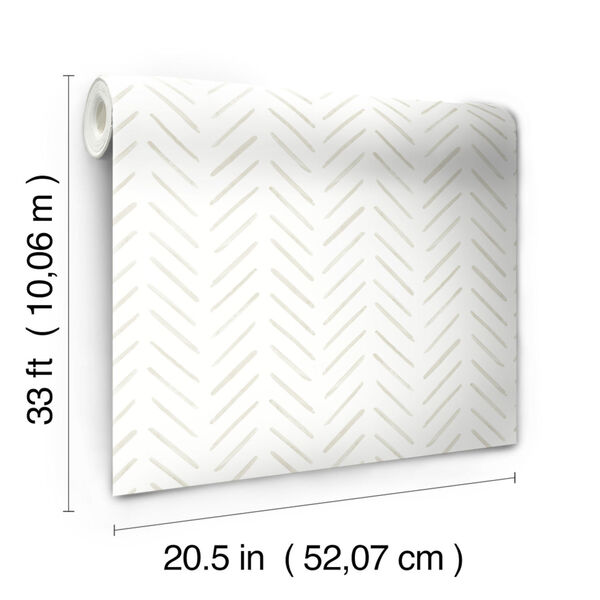 Waters Edge Off White Painted Herringbone Pre Pasted Wallpaper - SAMPLE SWATCH ONLY, image 5