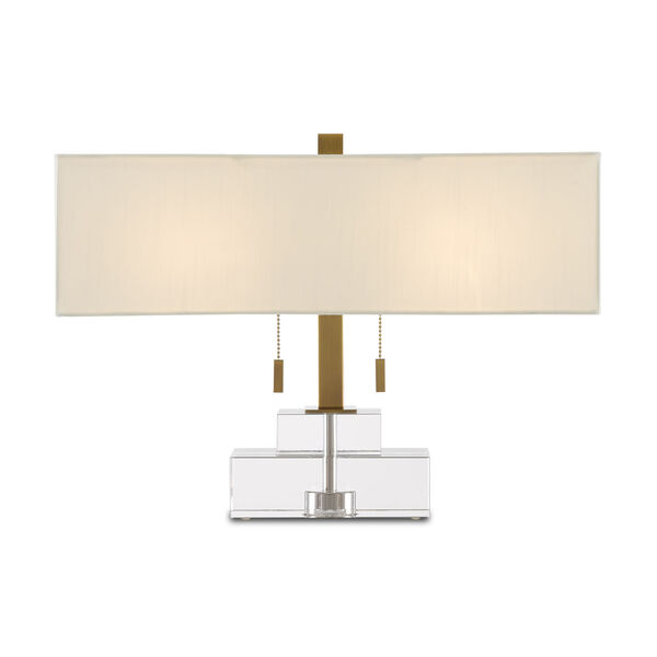 Chiara Clear and Antique Brass Two-Light Table Lamp, image 1