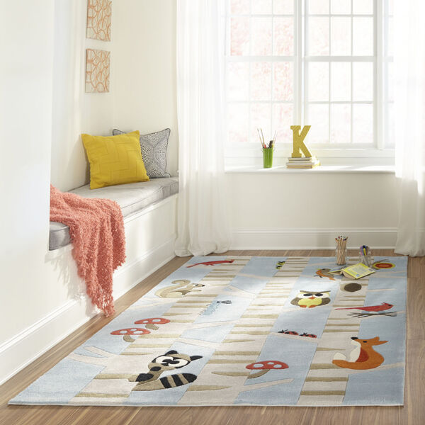 Lil Mo Whimsy Woodland Creatures Light Blue Rectangular: 3 Ft. x 5 Ft. Rug, image 2