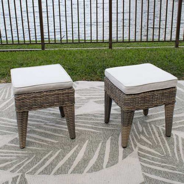 Spanish Wells Driftwood Canvas Black Ottomans , Set of Two, image 2