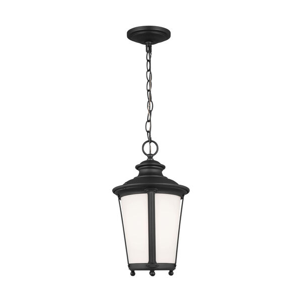 Cape May Black One-Light Outdoor Pendant with Etched White Inside Shade, image 2