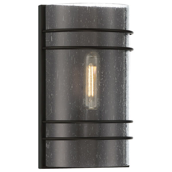 Artemis Matte Black Two-Light Wall Sconce with Seeded Glass, image 1