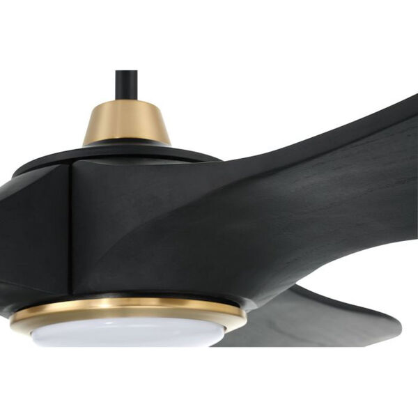 Envy Flat Black and Satin Brass 60-Inch DC Motor LED Ceiling Fan, image 3
