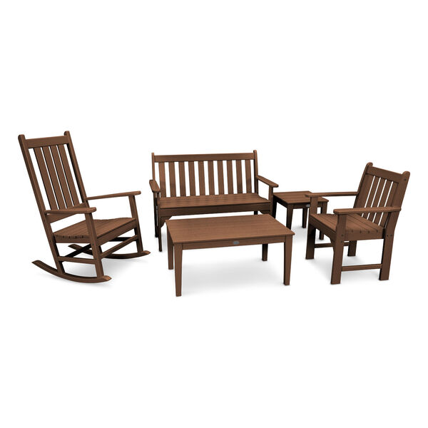 Vineyard Teak Bench and Rocking Chair Set, 5-Piece, image 1