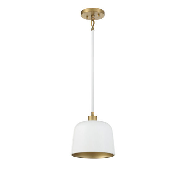 Chelsea White with Natural Brass One-Light Mini Pendant, image 2