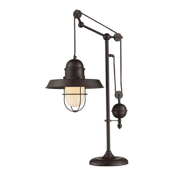 River Station Rubbed Bronze Pulley Adjustable Height Table Lamp, image 1