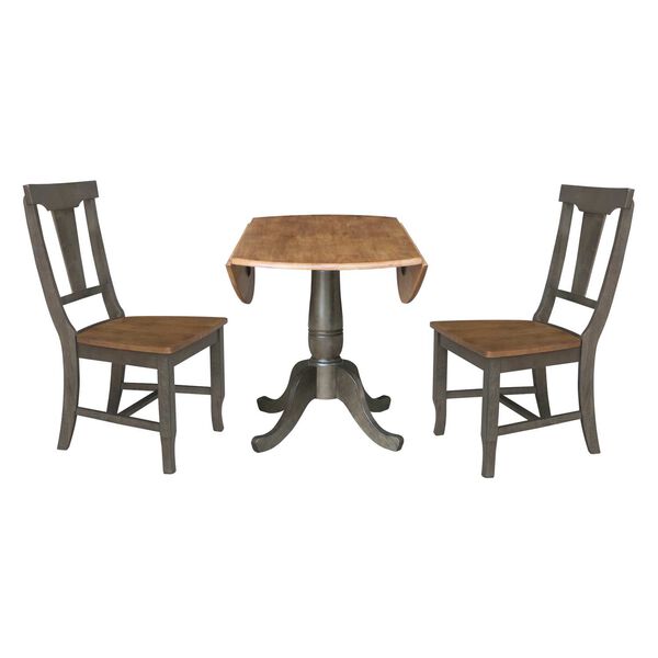 Hickory Washed Coal Dual Drop Dining Table with Two Panel Back Chairs, image 6