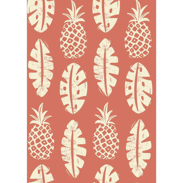 Pineapple Coral White Peel and Stick Wallpaper, image 2