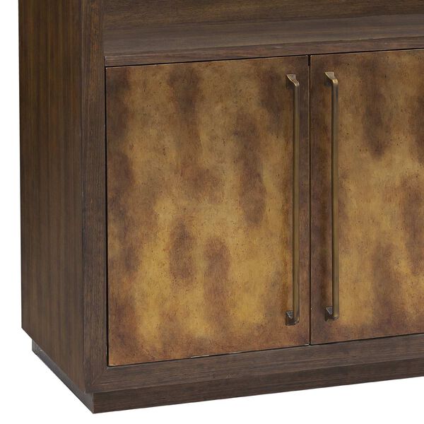 Pulaski Brown Three Door Bar Cabinet with Glass Shelves, image 5