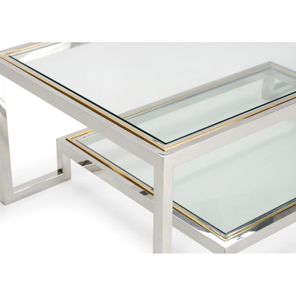 Polished Nickel and Brass Coffee Table, image 2