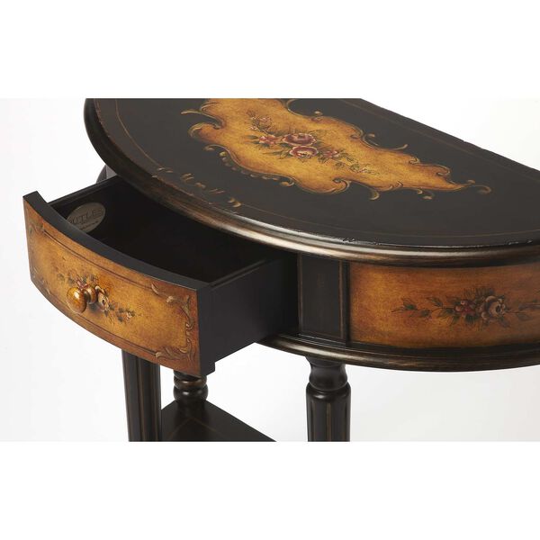Mozart Coffee Hand Painted Demilune Console Table, image 2