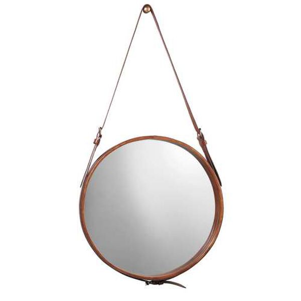 Round Leather 16-Inch Mirror, image 2