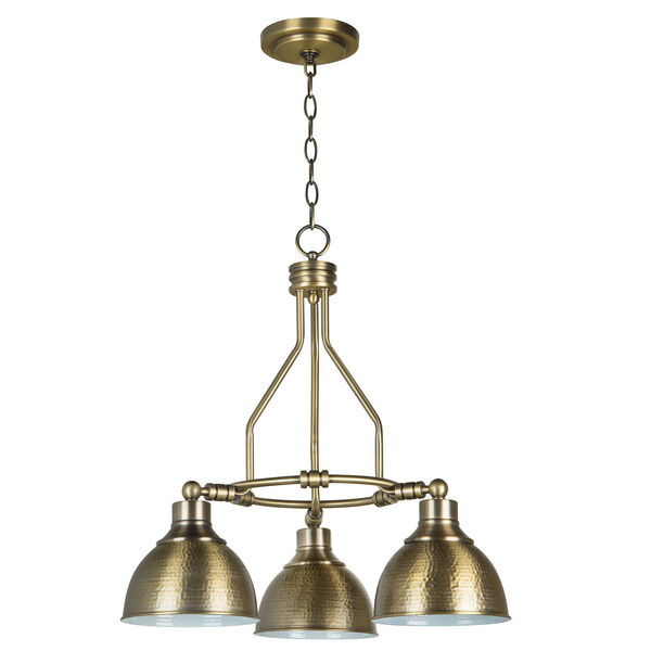 Timarron Legacy Brass Three-Light Chandelier with Hammered Metal Shade, image 1