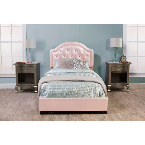 Karley Bed Set - Twin - Rails Included - Pink Faux Leather, image 1