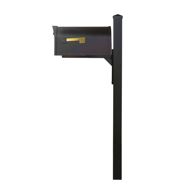 Classic Curbside Mailbox Black Mailbox with Locking Insert and Wellington Direct Burial Mailbox Post Smooth, image 4