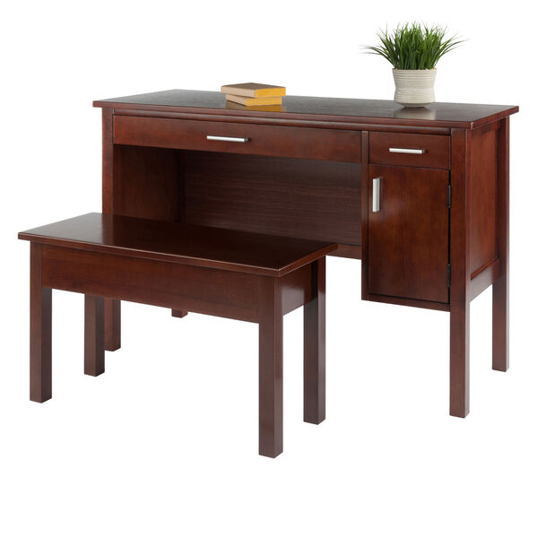 Emmet Walnut Two-Piece Desk Set with Bench, image 5