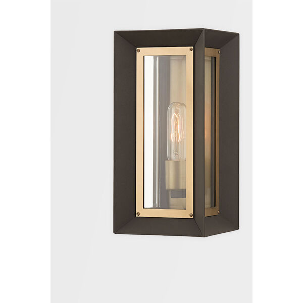 Lowry Textured Bronze and Patina Brass One-Light Outdoor Wall Sconce, image 2