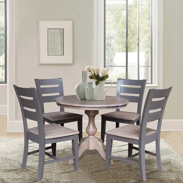 Parawood III Washed Gray Clay Taupe 36-Inch  Round Extension Dining Table with Four Chairs, image 2
