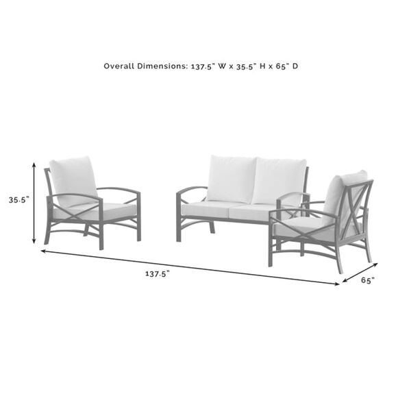 Kaplan 3 Piece Outdoor Seating Set With Oatmeal Cushion - Loveseat, Two Outdoor Chairs, image 5