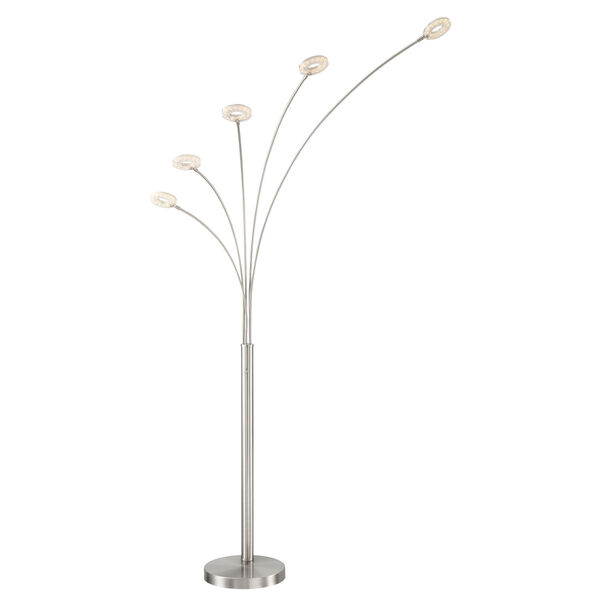 Zale Chrome Brushed Nickel 88-Inch Five-Light LED Arch Lamp, image 1