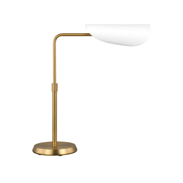 Tresa Burnished Brass LED Task Table Lamp with Matte White Shade, image 2
