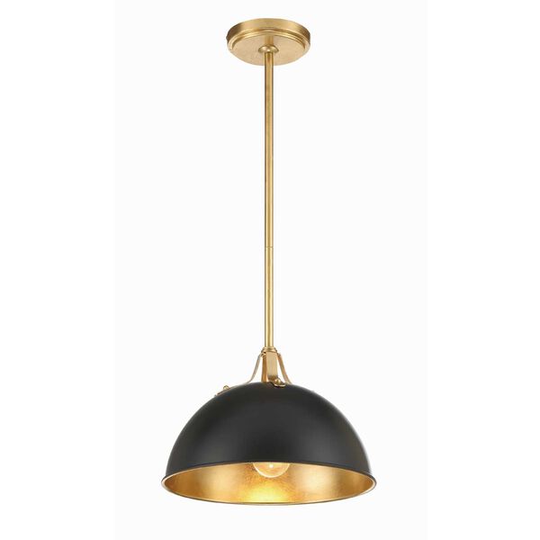 Soto Matte Black and Antique Gold 12-Inch One-Light Pendant, image 4