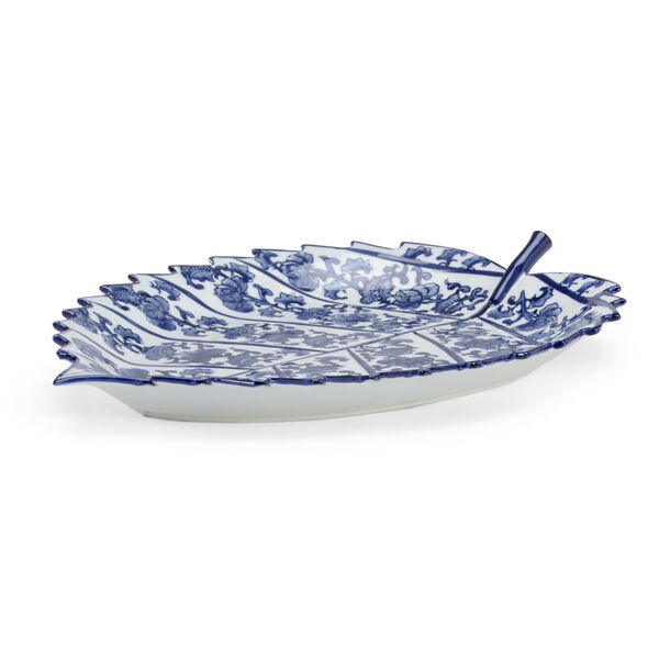 Blue and White Leaf Tray, image 1