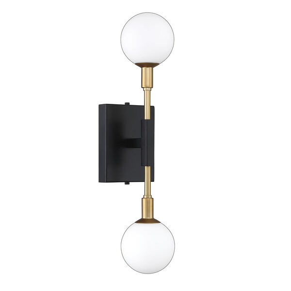 Ambience Black and Brass Two-Light Wall Sconce, image 1