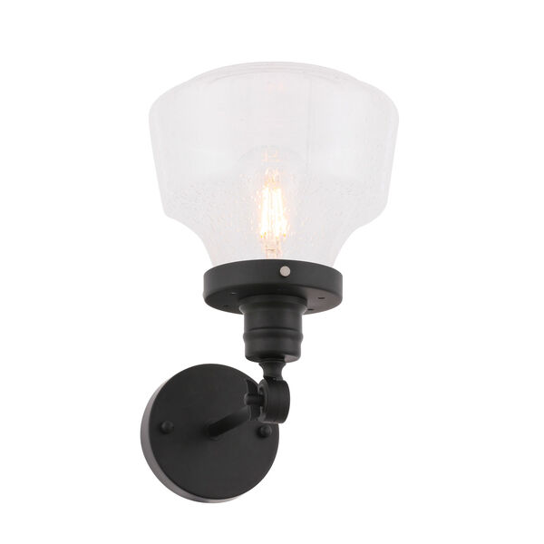 Lyle Black Eight-Inch One-Light Wall Sconce with Clear Seeded Glass, image 6
