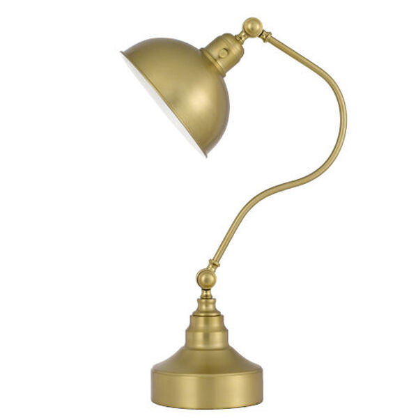 Industrial Antique Brass One-Light Adjustable Desk Lamp, image 5