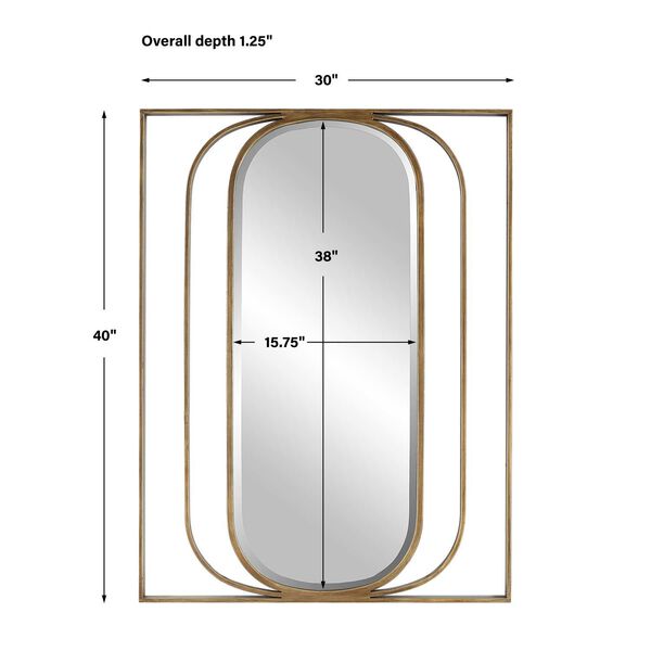 Replicate Antique Gold Contemporary Oval Wall Mirror, image 3