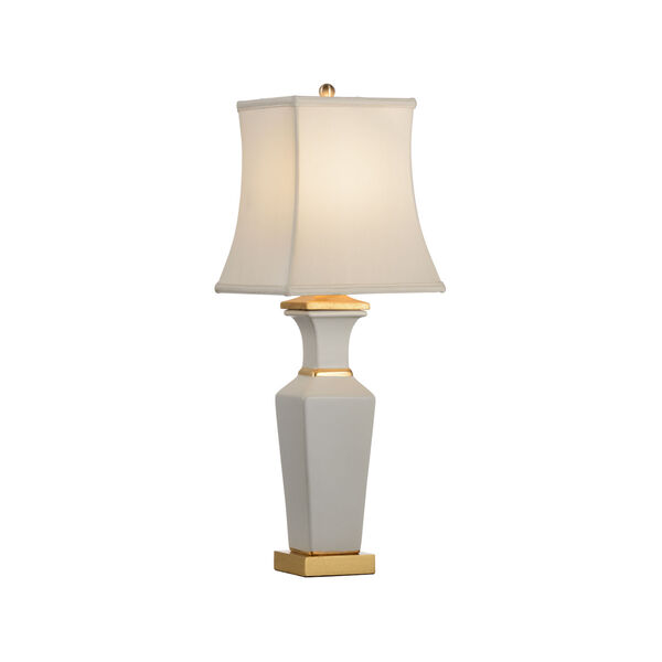 Light Gray Glaze and Metallic Gold One-Light Ceramic Table Lamp, image 1