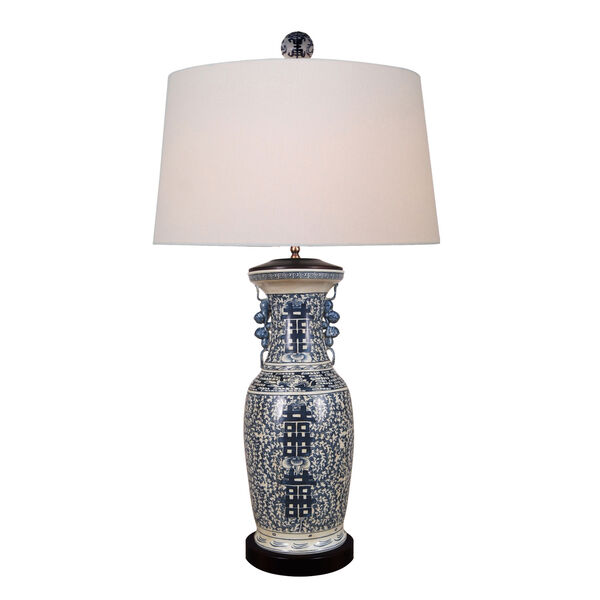 Porcelain Blue and White 39-Inch One-Light Table Lamp, image 1