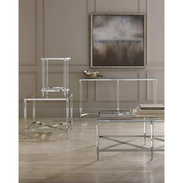 Celine Polished Stainless Steel Metal Round End Table, image 5